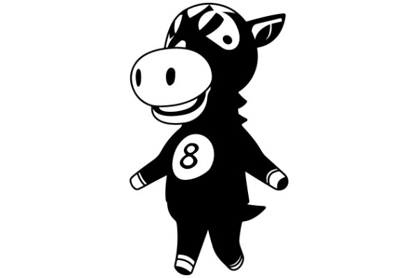 A Playful Cartoon of a Horse with a Number 8 on Its Side