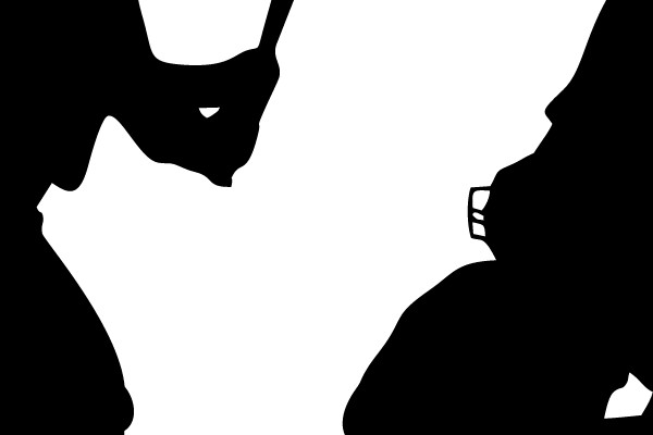 Silhouettes of a Baseball Batter and Catcher