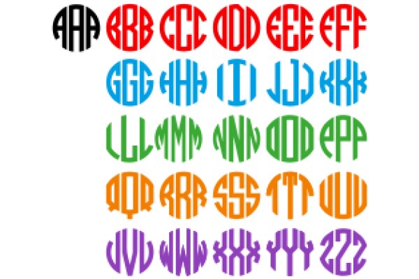 Vibrant Typography Art: A Colorful Display of Letters and Symbols