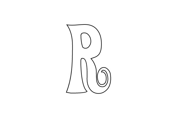 Hand-drawn Letter R Coloring Page