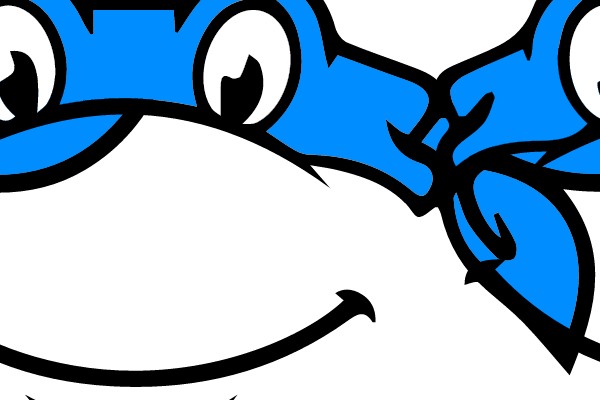 Smiling Turtle with a Blue Bandana