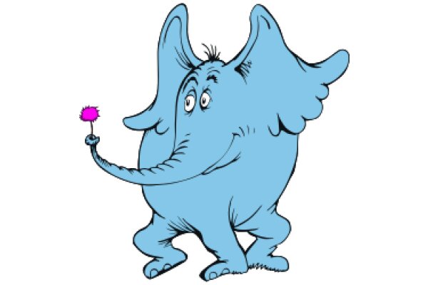 A Playful Encounter: The Blue Elephant and the Pink Balloon