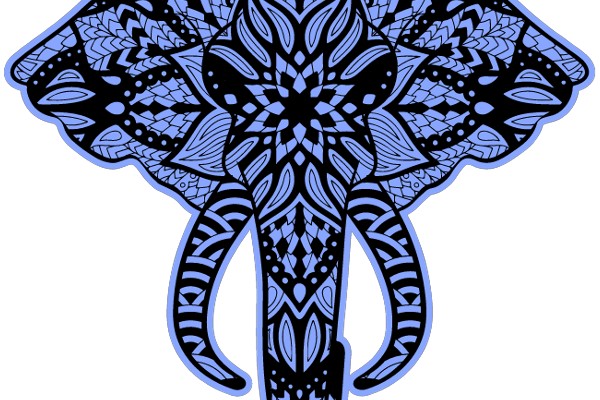 Stylized Blue Elephant with Intricate Patterns