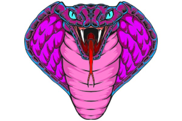 Vivid Illustration of a Pink and Purple Snake with a Tongue Out