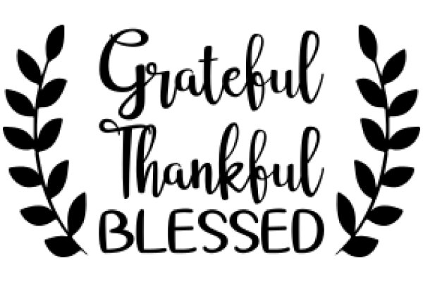 A Graphic with the Words 'Grateful Thankful Blessed' and a Laurel Wreath Design
