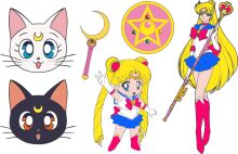 A Collection of Sailor Moon and Cat Emojis