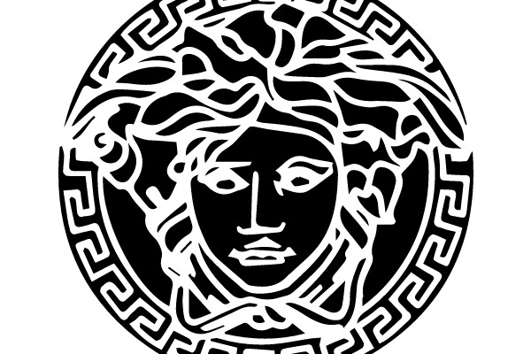 Medusa Symbol in Greek Key Border
