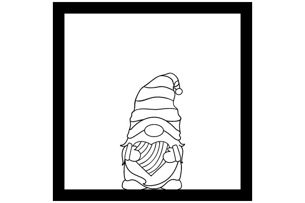 A Festive Holiday Illustration: A Gnome-like Figure in a Santa Hat