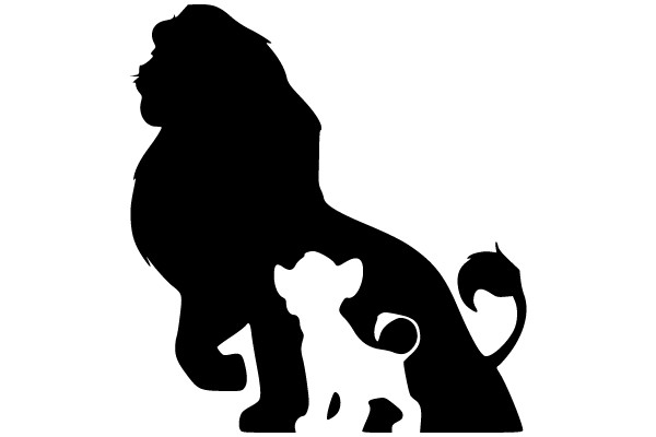 Lion and Cub Silhouette