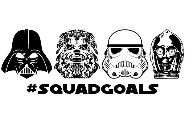 A Collection of Iconic Star Wars Characters and the Hashtag #SquadGoals