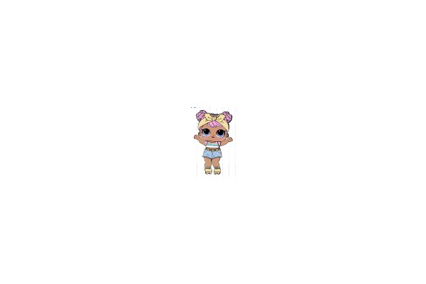 Adorable Character with Pink and Purple Hair and Yellow Accessories