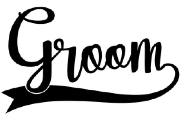 Elegant Black Calligraphy of the Word 'Groom' with a Ribbon Border