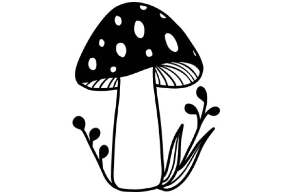 A Whimsical Illustration of a Mushroom and Plants