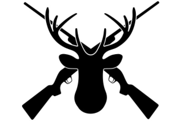 Silhouette of a Deer with Antlers and Two Pistols