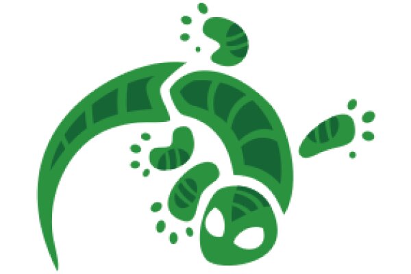 Vibrant Green Cartoon Creature with a Tail and Feet