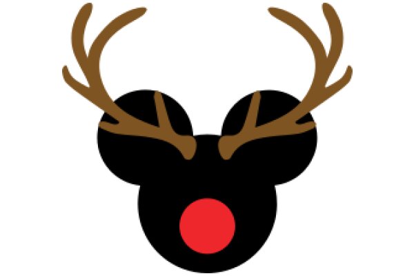 Stylized Reindeer Icon with Red Nose