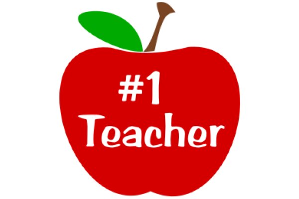 A Red Apple with the Number 1 and the Word 'Teacher' on It