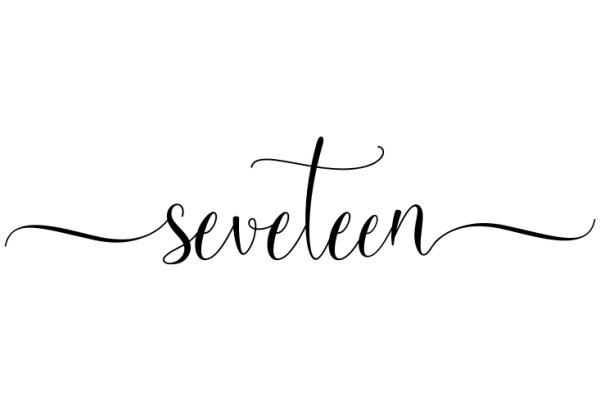 Elegant Black Calligraphy of the Word 'Seventeen' on a White Background