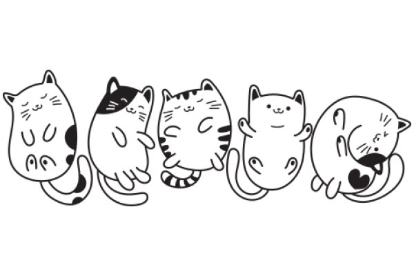 A Whimsical Lineup of Cartoon Cats