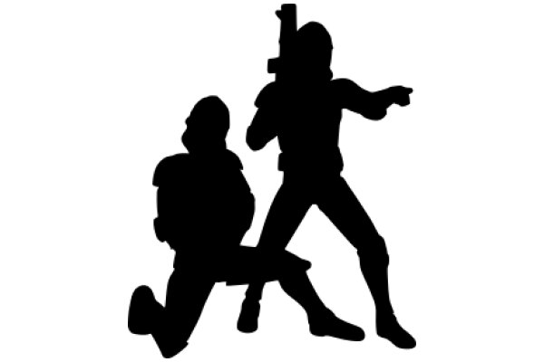 A Silhouette of a Heroic Duo: A Stormtrooper and a Jedi in a Galaxy Far, Far Away