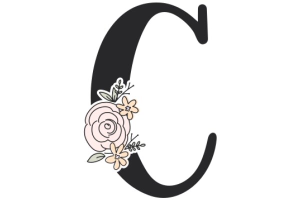 Stylized Letter C with Floral Decoration