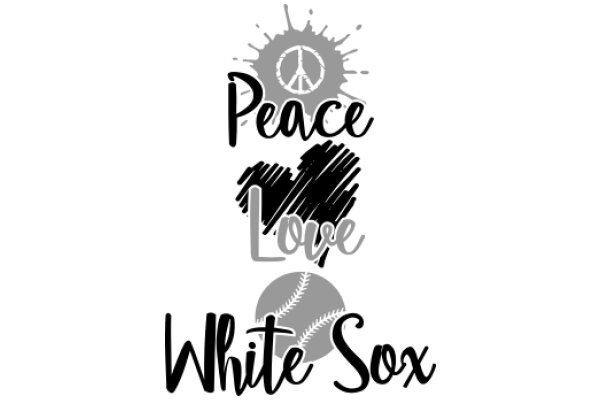 A Graphic Design of a Peace Sign, a Heart, and a Baseball, with the Words 'Peace', 'Love', and 'White Sox' in a Stylish Font
