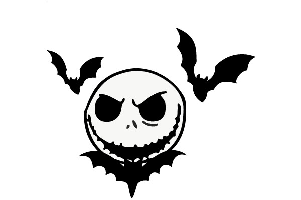 Spooky Halloween Jack-O'-Lantern with Bats
