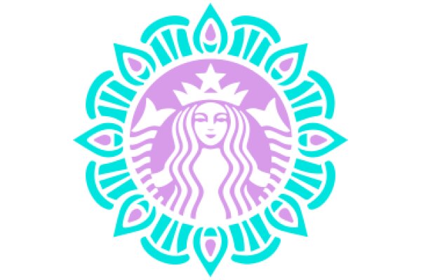 Stylized Starbucks Logo with Purple and Blue Design Elements