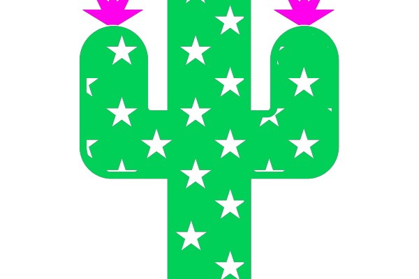 Vibrant Desert Cactus: Green with White Stars and Purple Tips