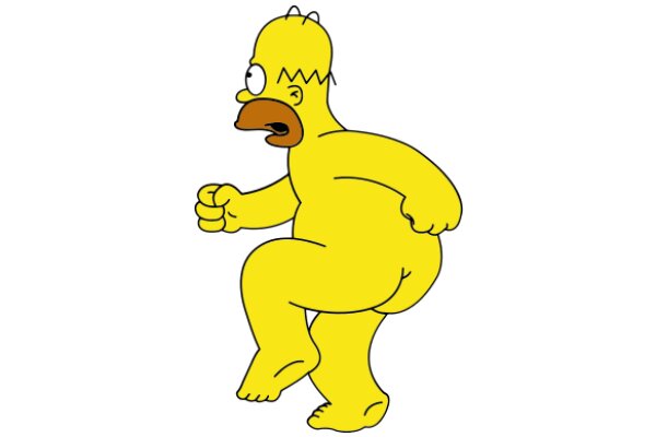 Humorous Yellow Cartoon Character with Exaggerated Features