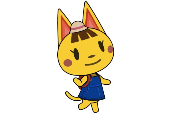 A Friendly Cartoon Cat with a Backpack and a Hat, Ready for Adventure