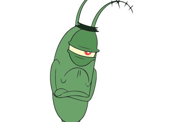 Green Bug with Barbed Antennae and Red Eye