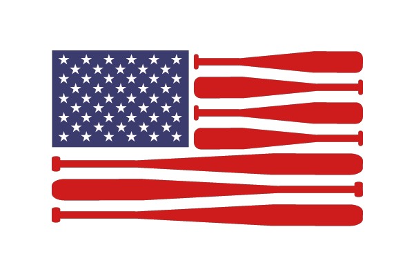 United States Flag and Baseball Bats