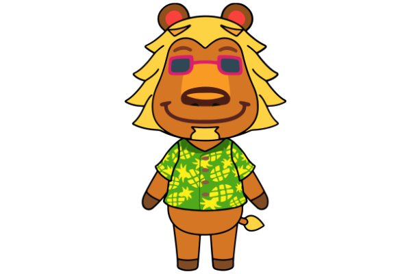 A Friendly Bear in a Hawaiian Shirt and Glasses, Ready for a Fun Adventure!