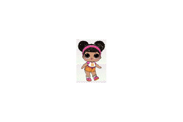 Cartoon Girl in Pink Headband and Orange Shorts