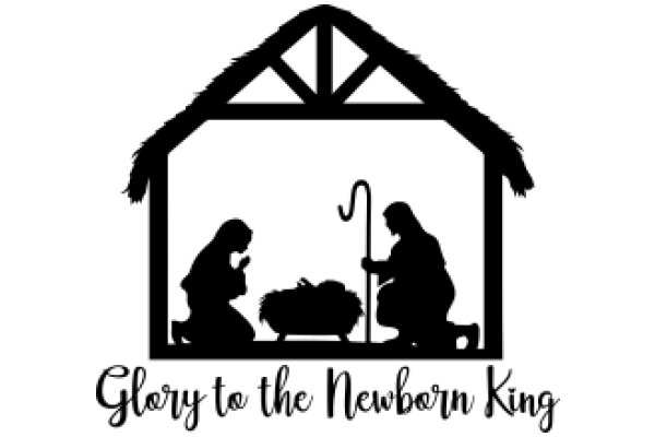 A Silhouette of a Nativity Scene with the Text 'Glory to the Newborn King'
