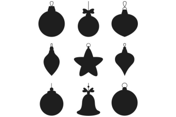 A Collection of Silhouetted Christmas Ornaments