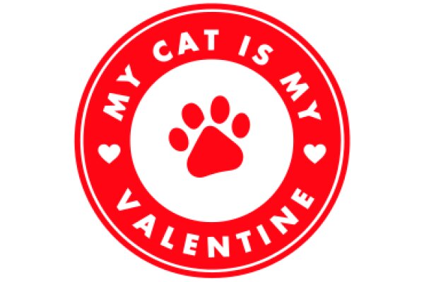 Celebrating My Cat's Valentine: A Red Circle with a Paw Print and the Words 'My Cat is My Valentine' Inside