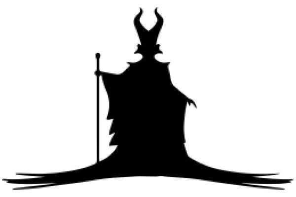 Silhouette of a Mystical Figure with a Cane