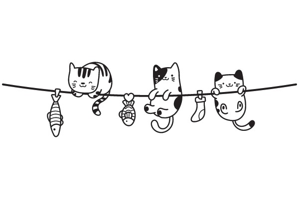 A Line of Cute Cartoon Animals