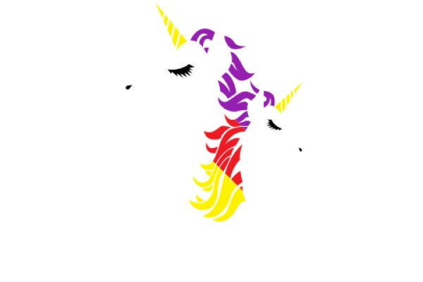 Stylized Unicorn Design with Colorful Flames and Eyes