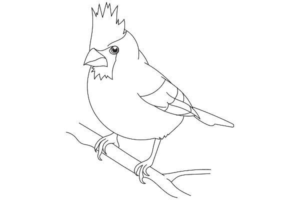 A Simple Line Drawing of a Bird Perched on a Branch