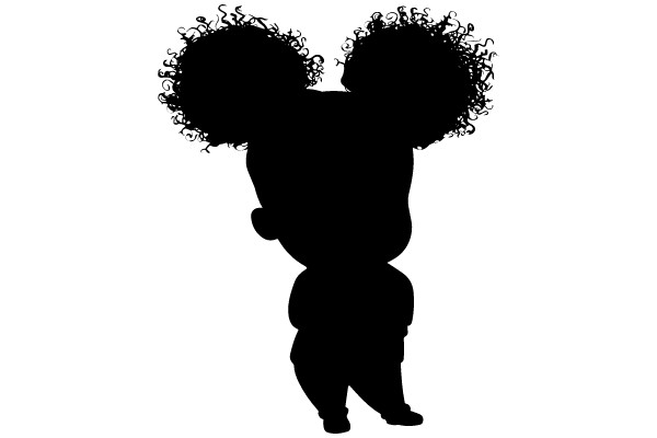 Silhouette of a Character with Curly Hair and Rounded Shoulders