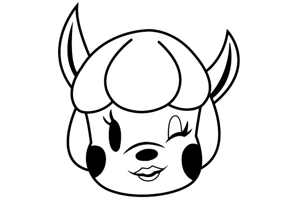 Whimsical Cartoon Character with Horns and a Smiling Expression