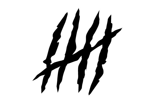 Black Claw Marks on White Background