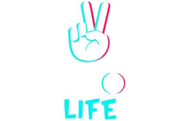Victory Sign and the Word 'Life' in a Simple, Colorful Design