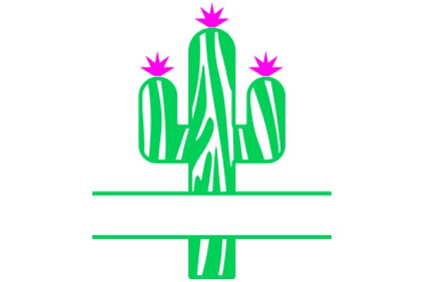 Vibrant Cactus Design with Pink Flower Accents
