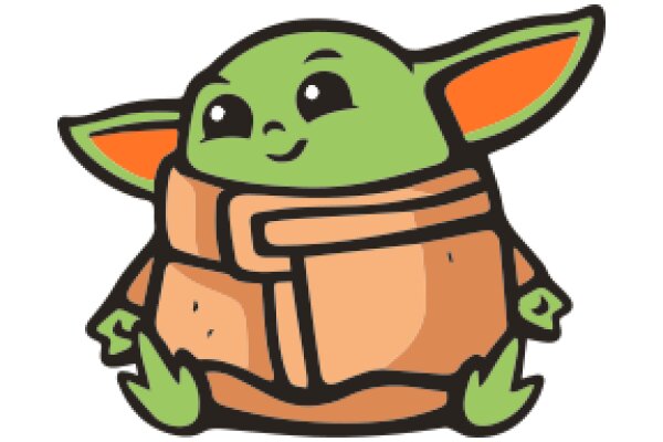 Adorable Cartoon Character: A Friendly Green Alien with Big Eyes and a Smile