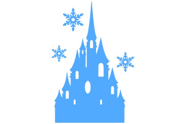 A Whimsical Blue Castle with Snowflakes