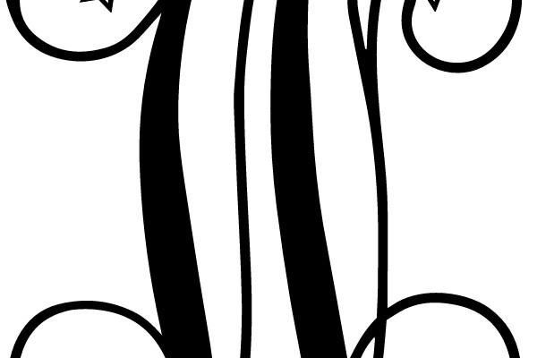 Stylized Monogram with Stars and Swirls